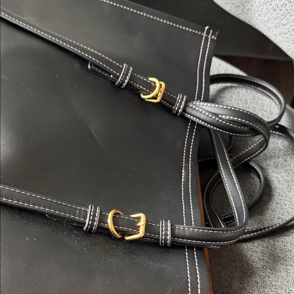 Italian Leather Black Tote Bag Made in Italy - Picture 10 of 15